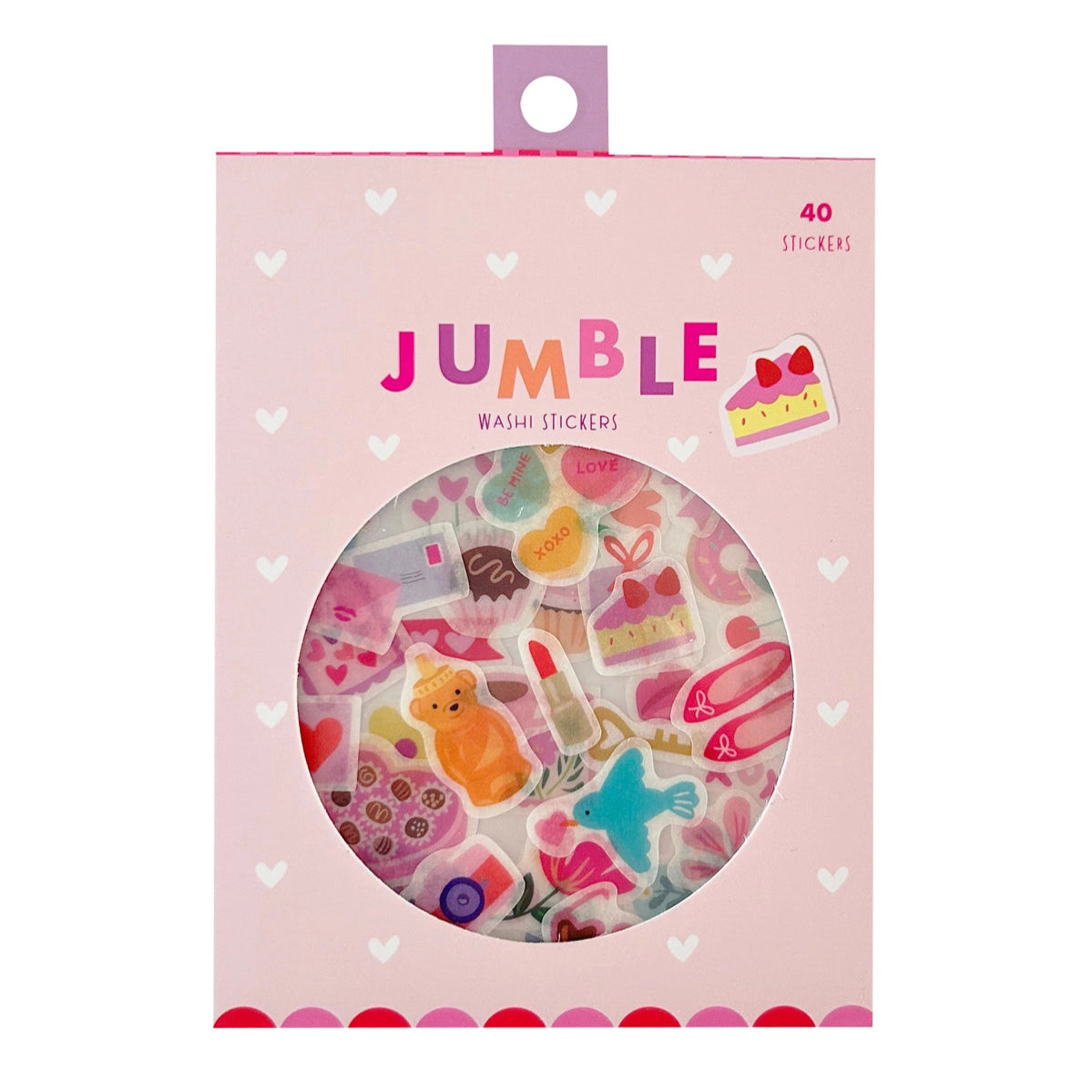 Packaging of Jumble Washi Stickers with various colorful sticker designs visible through a clear window.