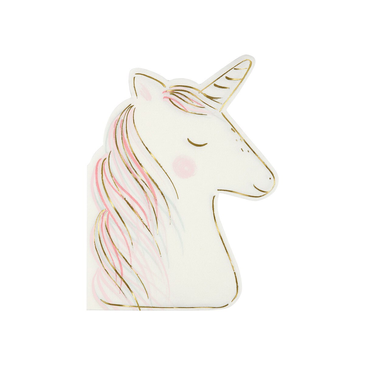Unicorn-shaped napkin on a white background