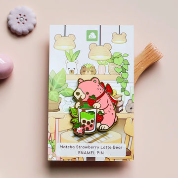 Matcha Strawberry Latte Bear Pin