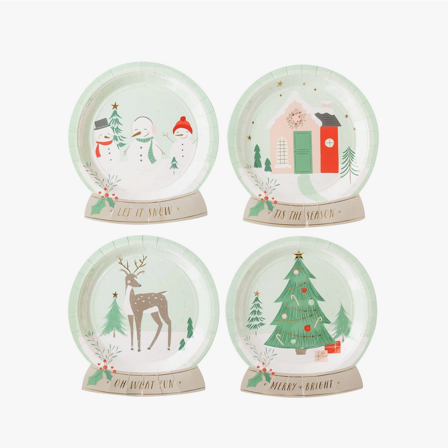 Merry and Bright Snow Globe Plates