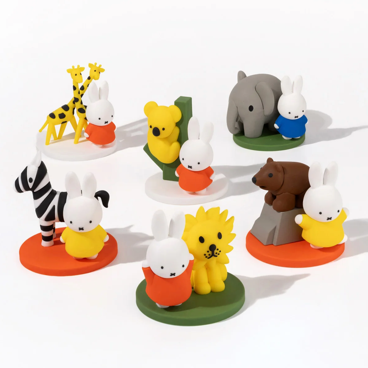 set of 6 vinyl figurines of miffy and a zoo animal friend