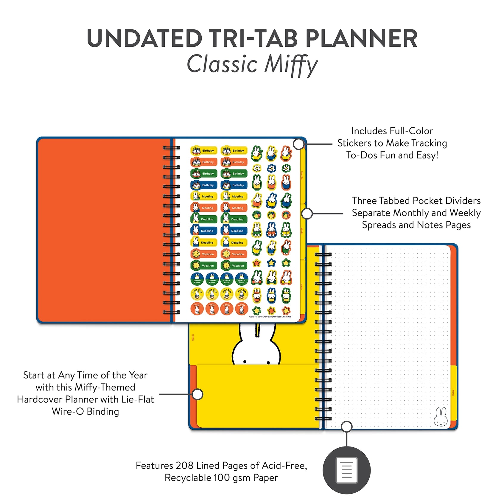 Miffy Undated Tri-Tab Planner