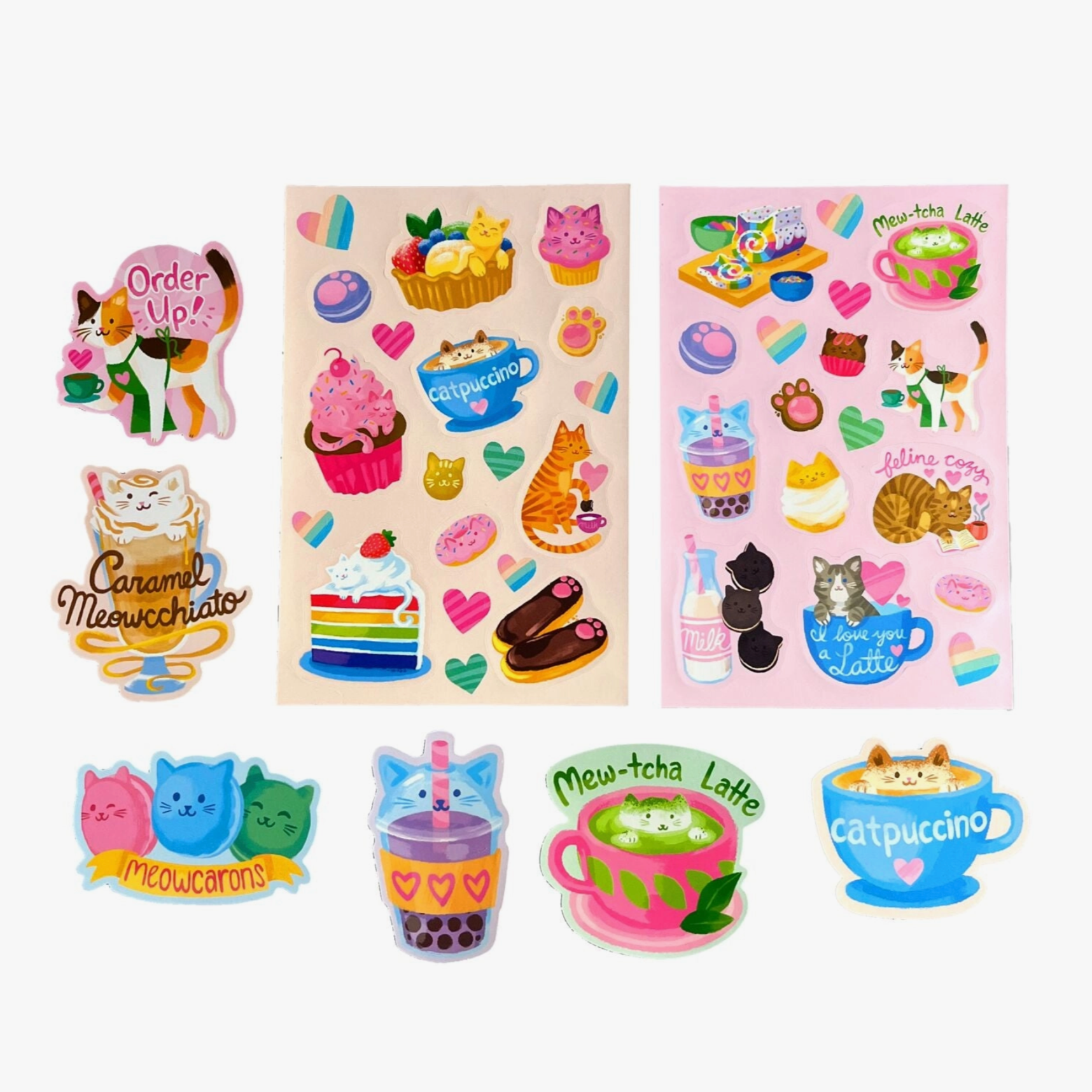 A set of cat themed stickers
