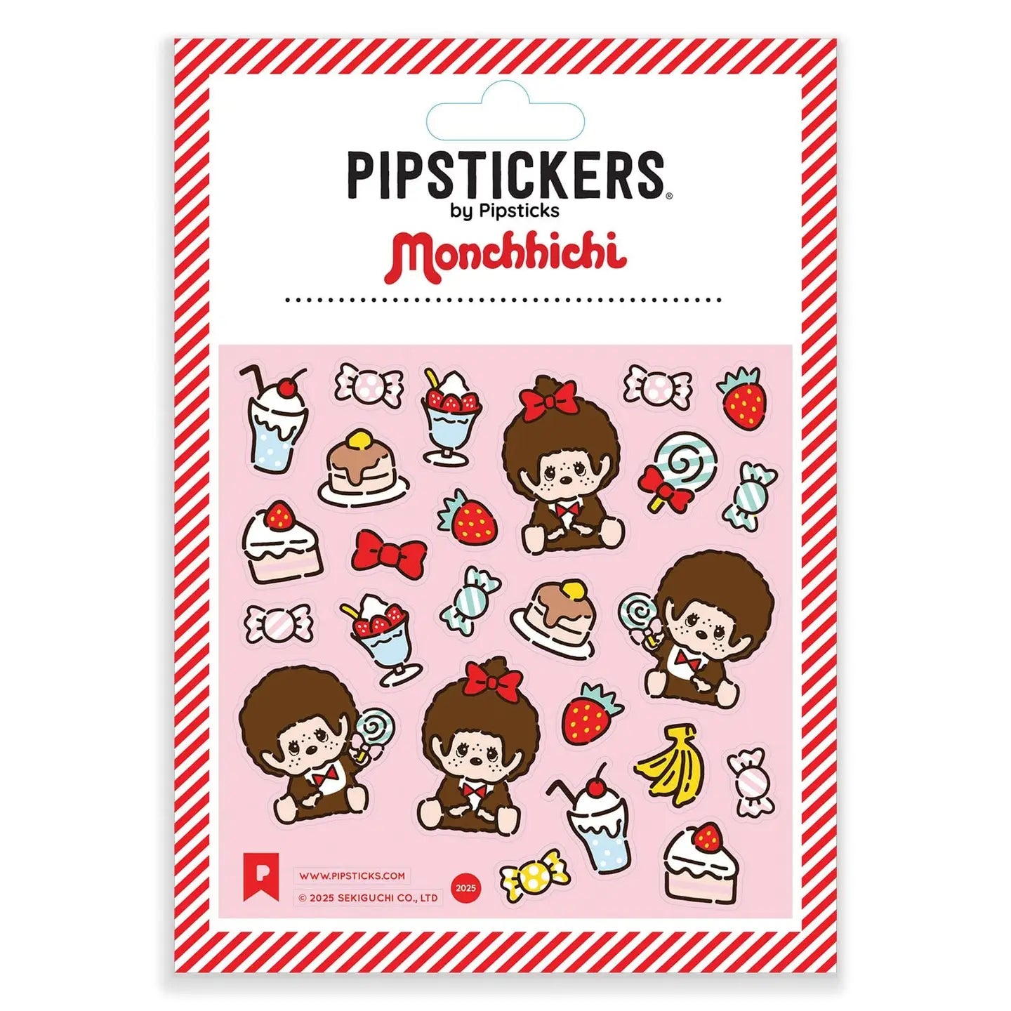 Monchhichi &amp; Sweets stickers on a pink background