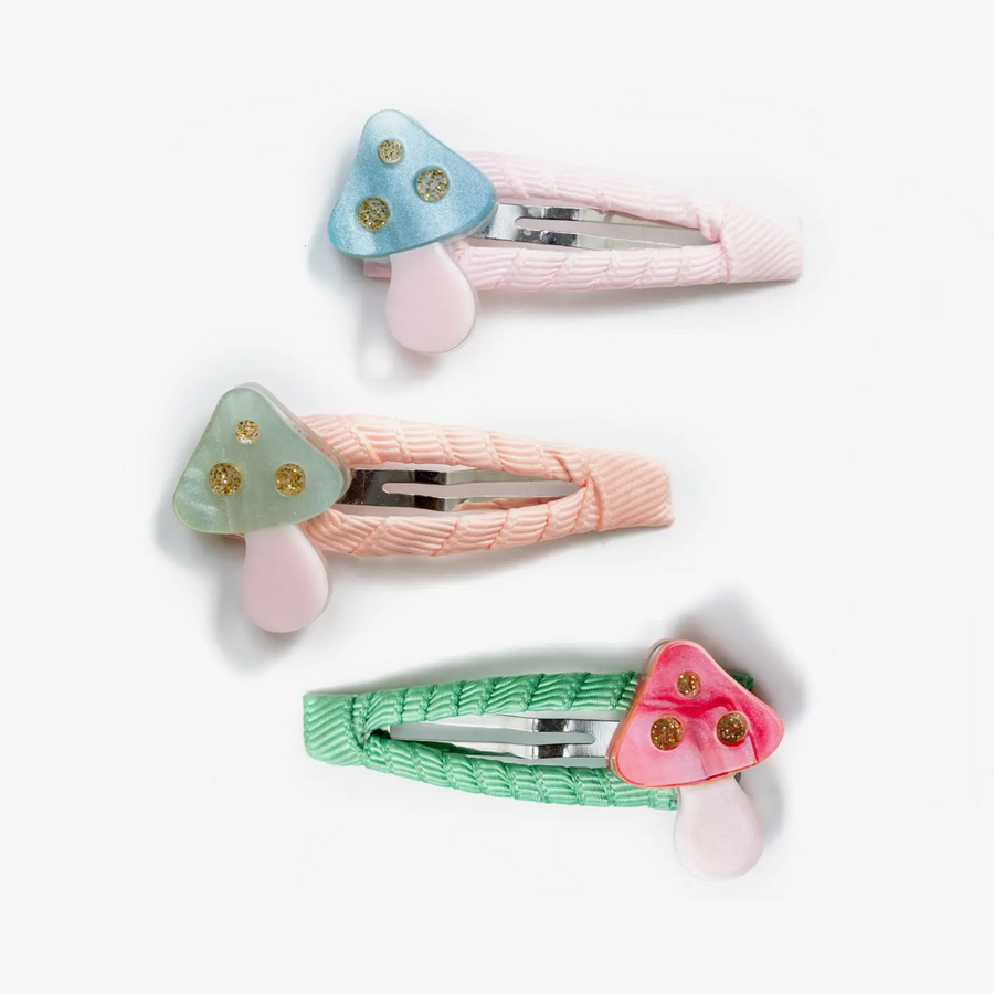 Mushroom Pearlized Fabric Covered Snap Clips