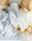 NYE Ceiling Balloons - Set of 20 Gold, Silver, White