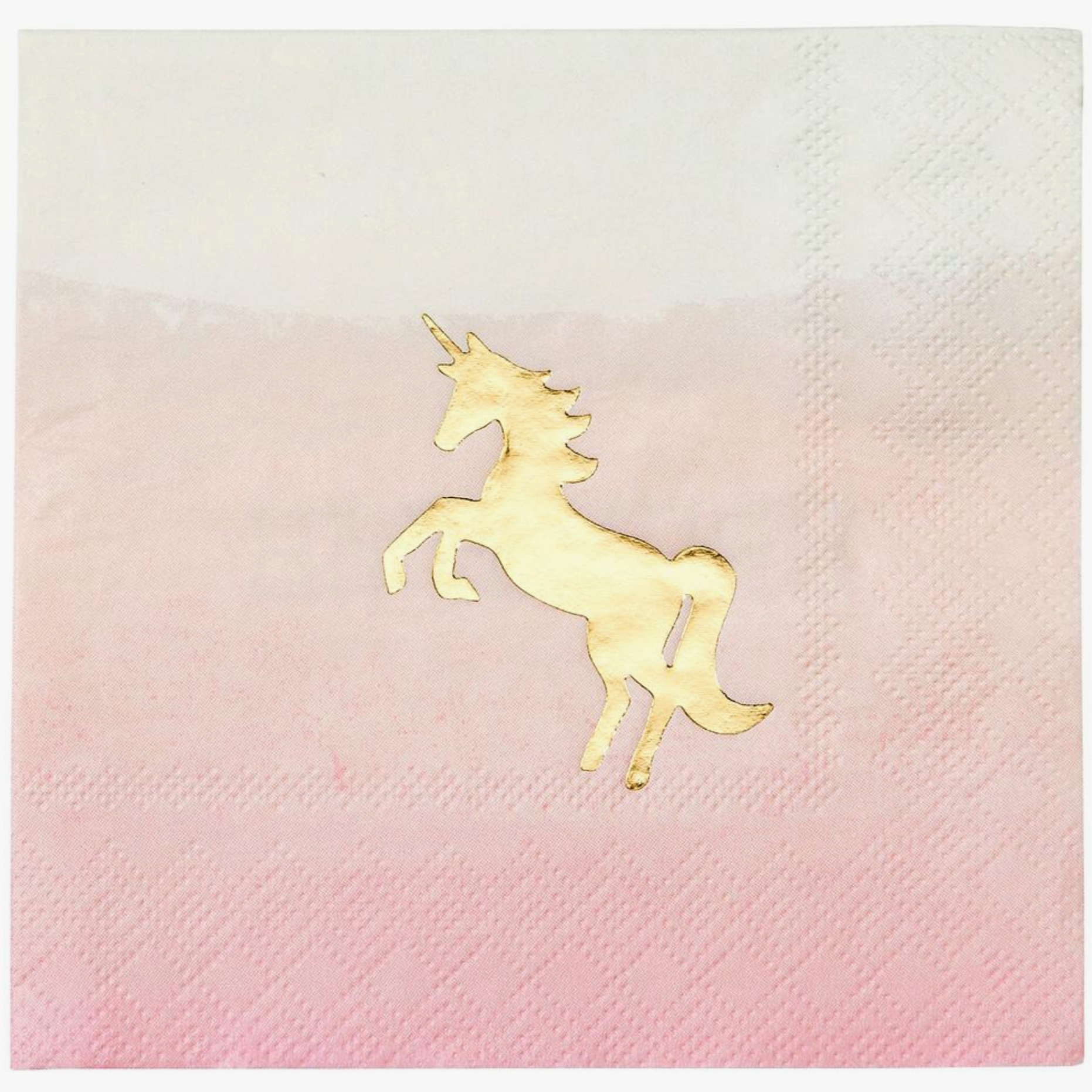 Pink ombre napkin with gold foil unicorn