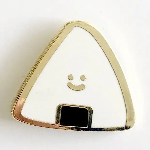 Smiley onigiri pin on white background