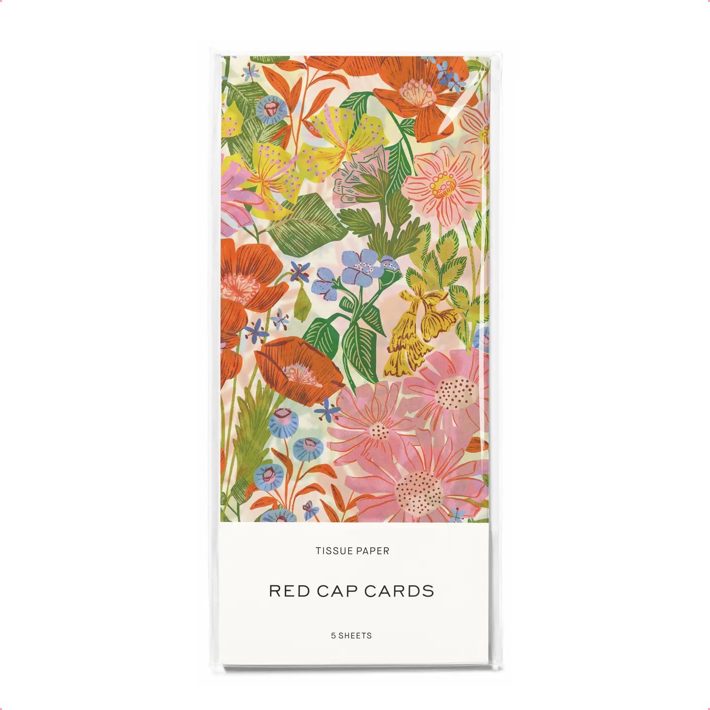 Floral tissue paper packaging