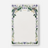 White notepad with a decorative floral border and two teal peacocks