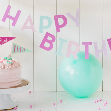 Pink and Mint Birthday Banner