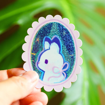 Portrait of A Rabbit Holographic Sticker