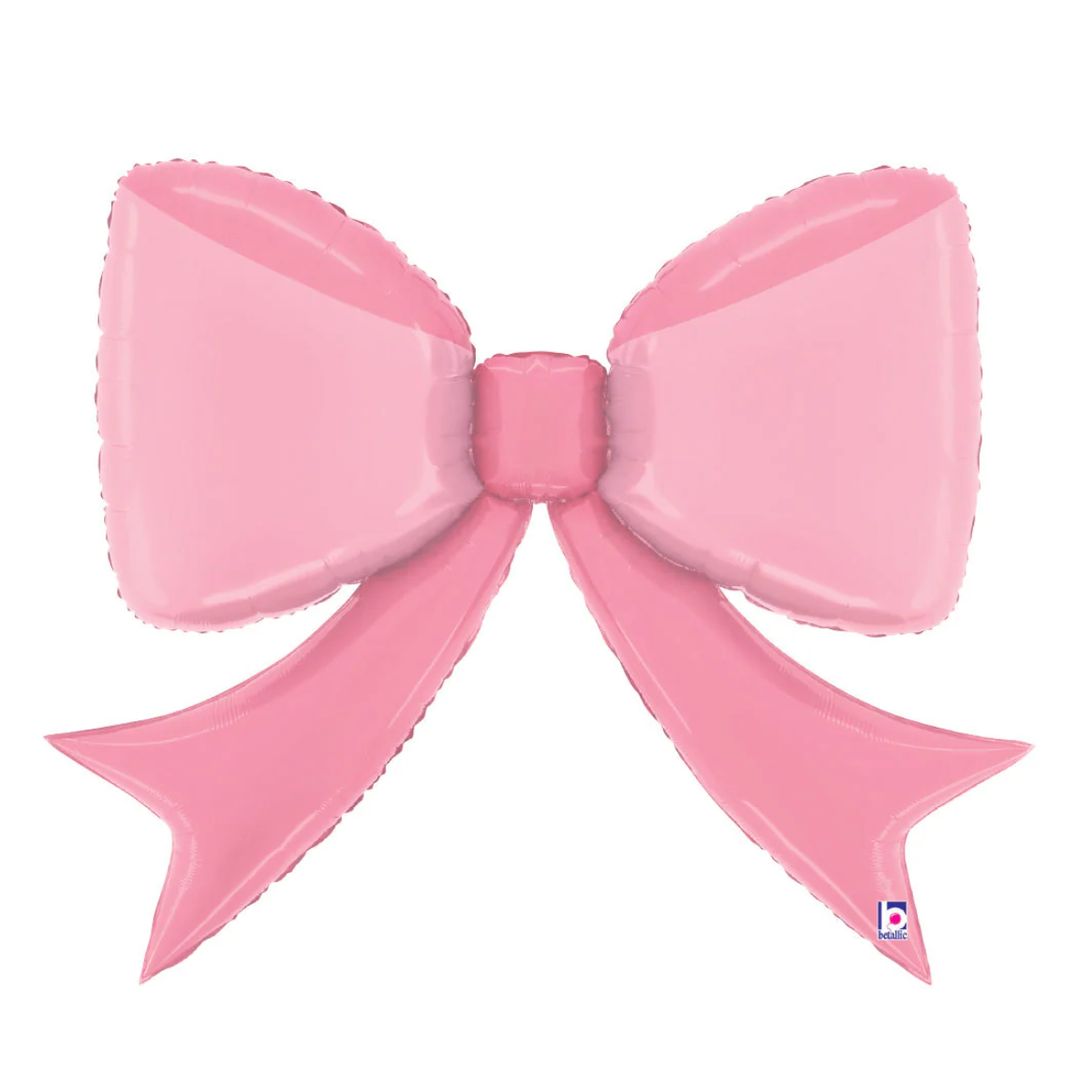 A large flat pink bow-shaped mylar balloon