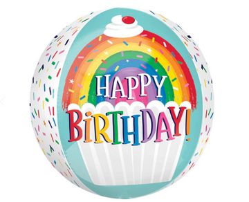 Rainbow Sprinkles Happy Birthday Orb Balloon