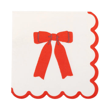 Red Bow Scallop Napkins