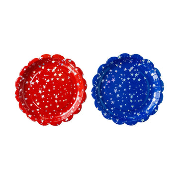 Red and Blue Sparklers Scallop Plates