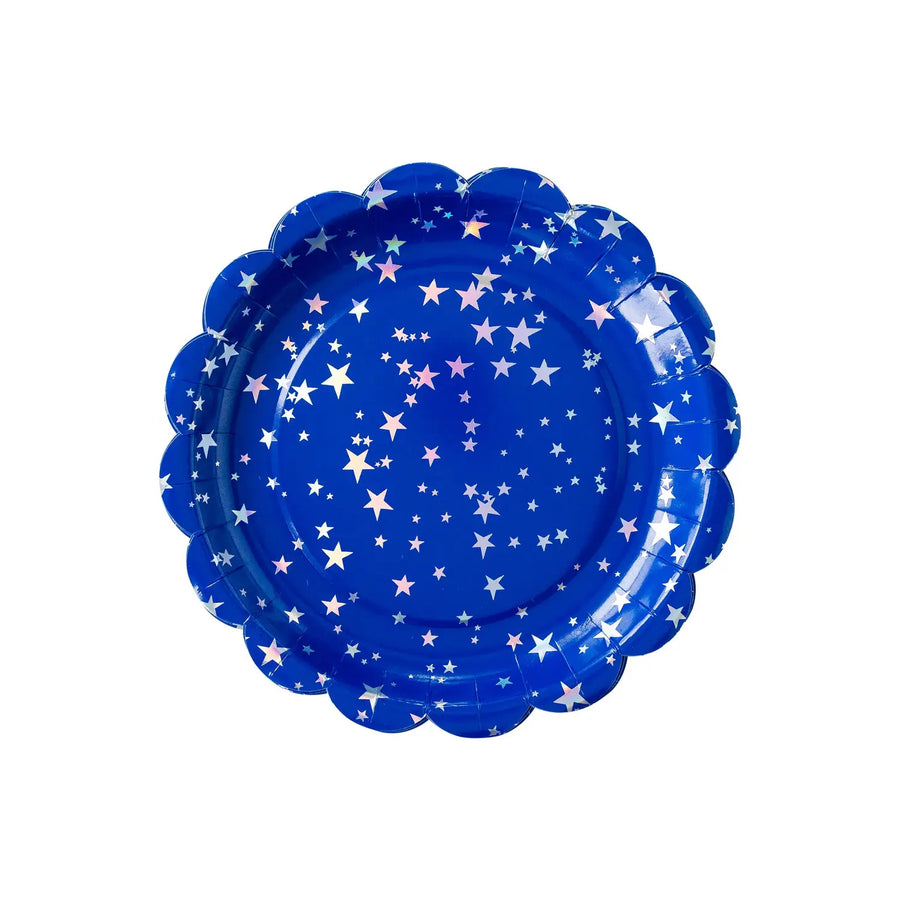 Red and Blue Sparklers Scallop Plates