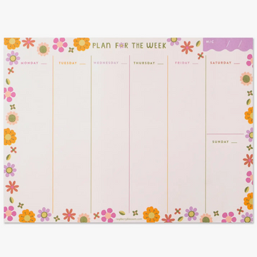 Retro Floral Weekly Planner Pad
