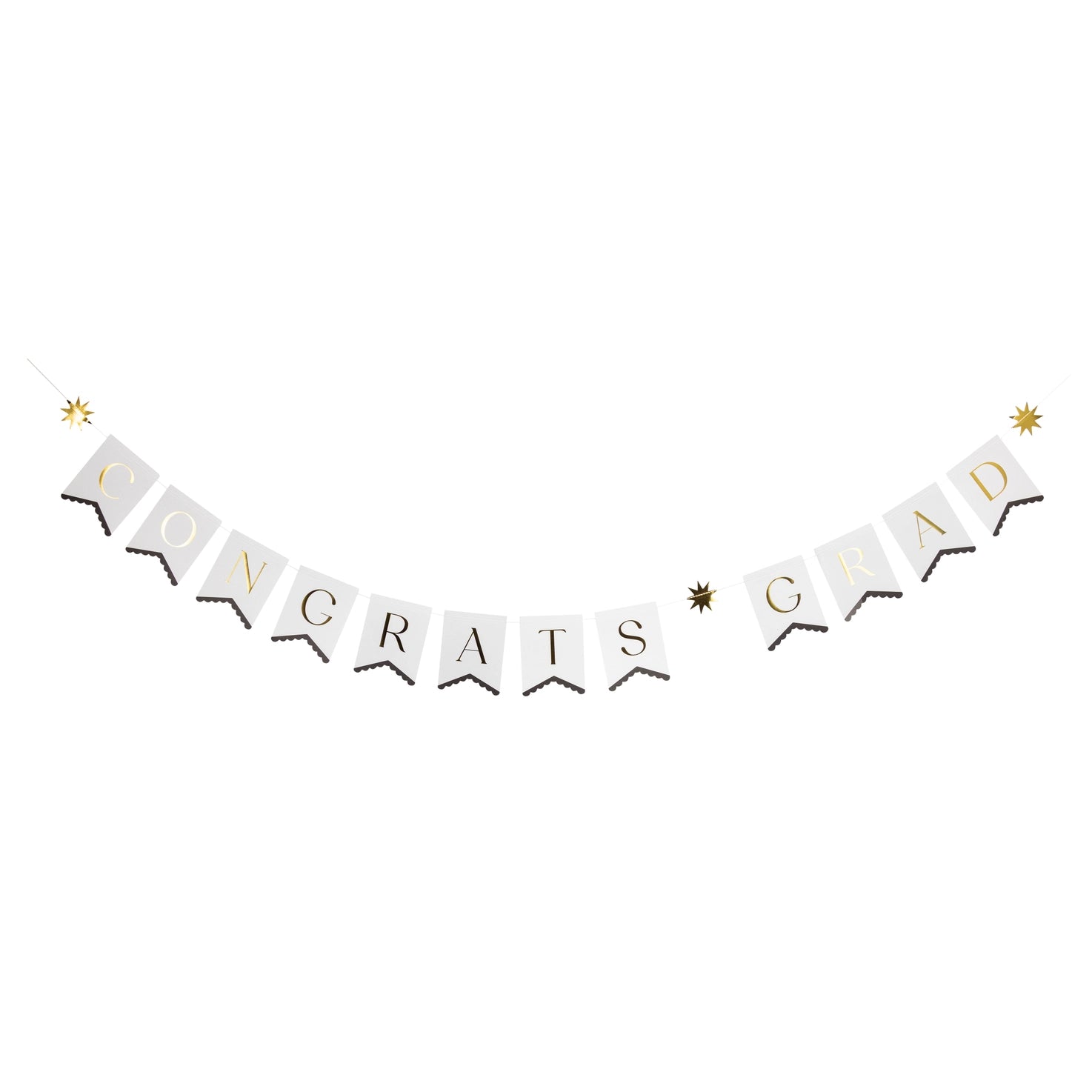 Decorative banner with 'Congrats Grad' text on a white background