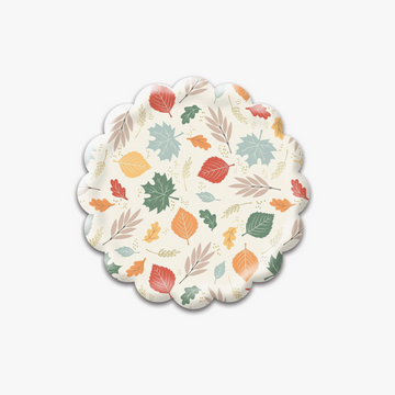 Scattered Leaves Scalloped Paper Plates