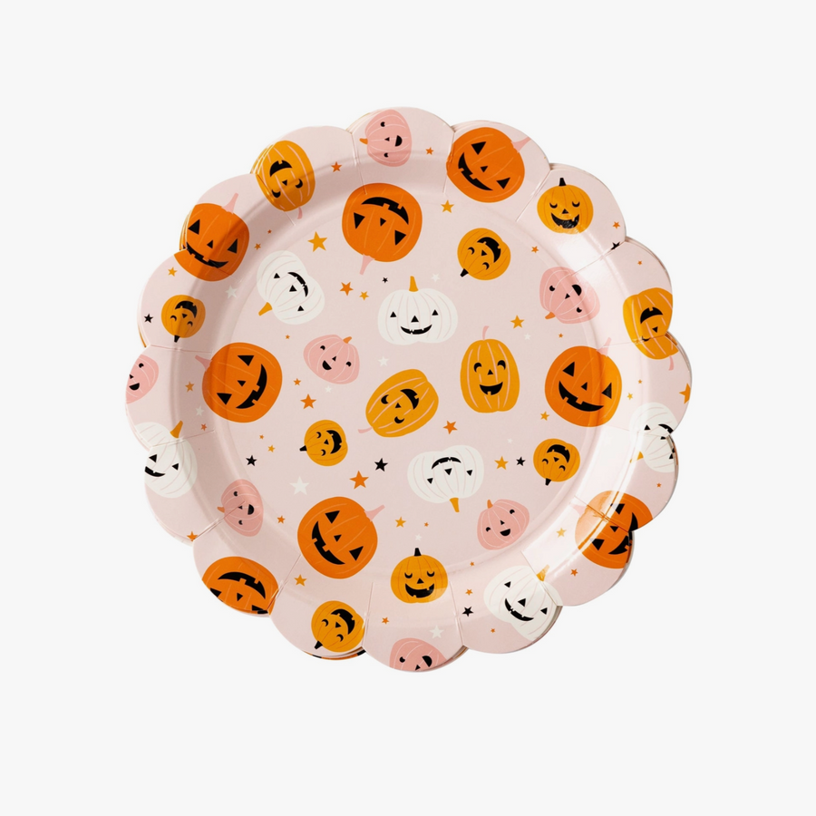 Scattered Pumpkin Round Scalloped Plates