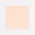 A pale pink paper napkin with a scallop edge design.