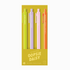 A set of four color gel pens packaged in a mustard packaging
