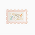 Rectangular scalloped paper plate with 'Happy Easter' text, gold foil accents, and a floral design that includes a carrot.