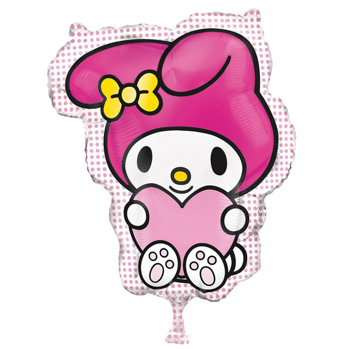 Balloon shaped like a cartoon character with pink hair and a bow, on a white background