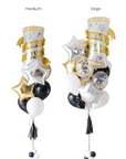 comparison of medium and large sized balloon bouquets