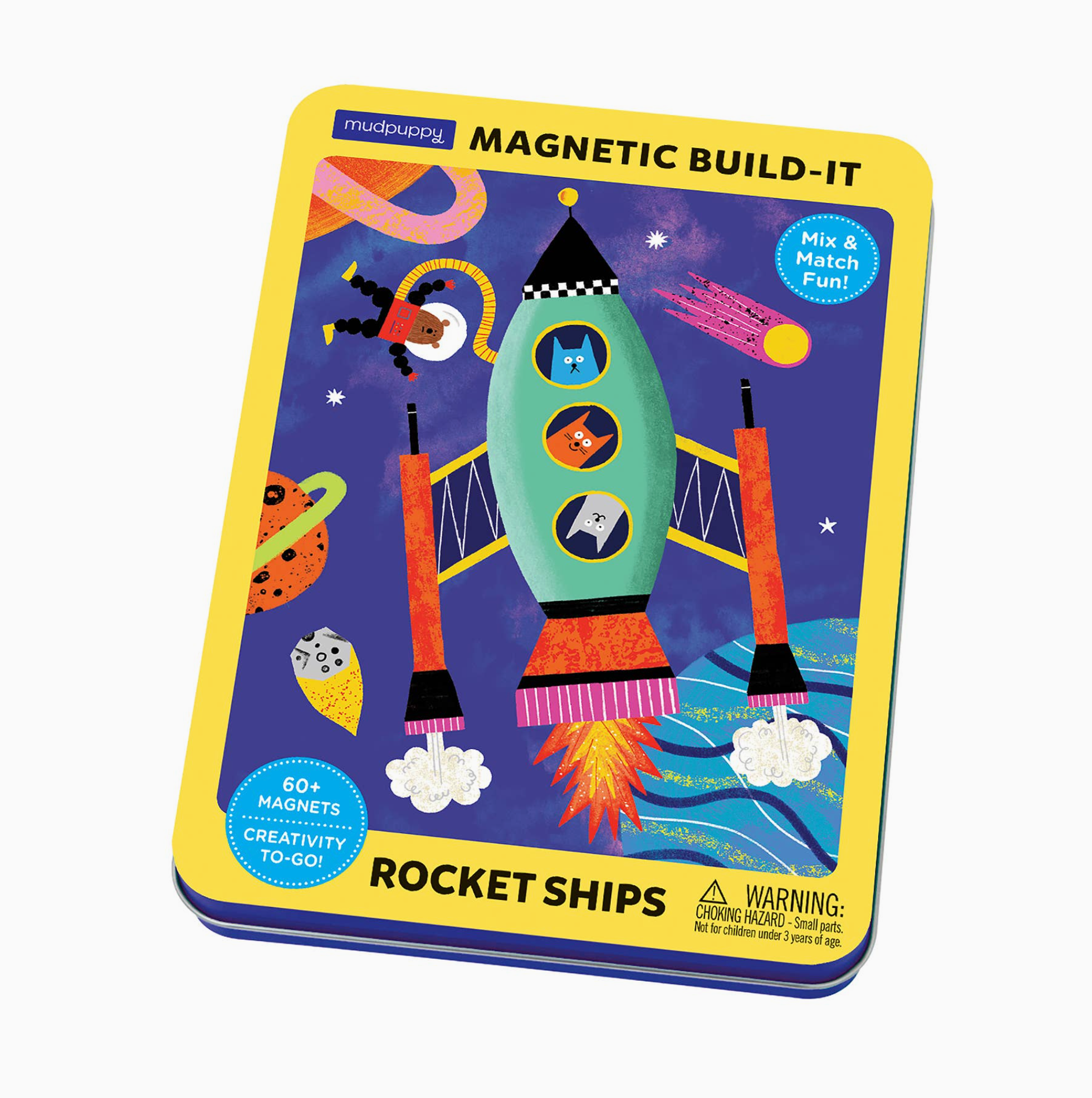 Tin of rocket ships magnetic mix & match build-it activity
