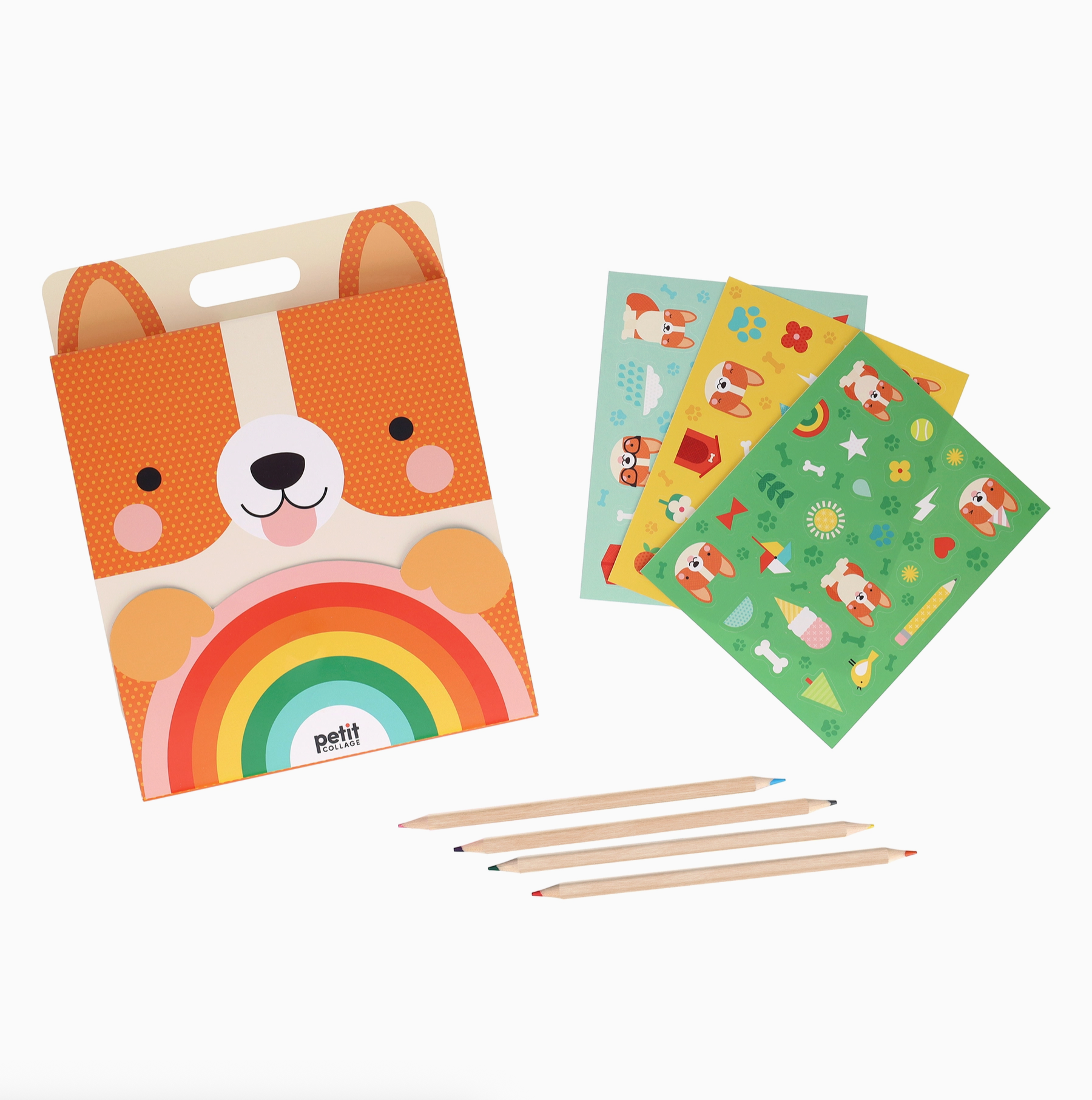 corgi sketch book kit with pencils and stickers