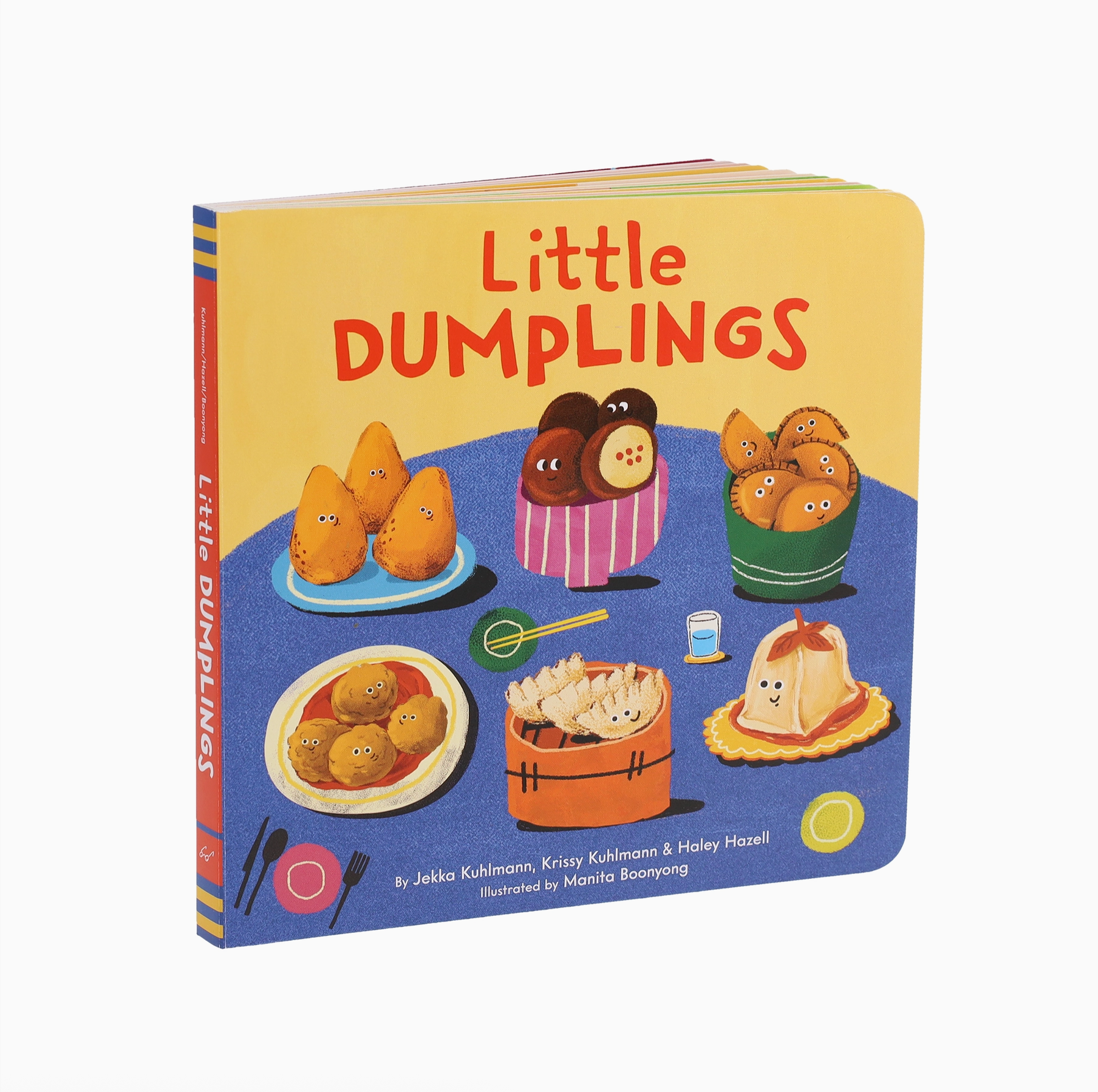 Book titled 'Little Dumplings' with colorful illustrations on a white background