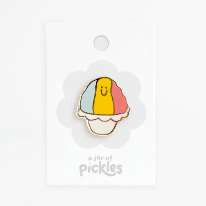 smiley colorful snow cone pin on white background