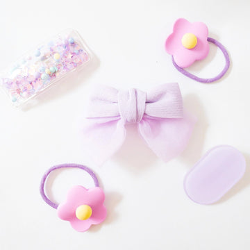 Shay Bow and Confetti 5 Piece Hair Clip Set - Purple