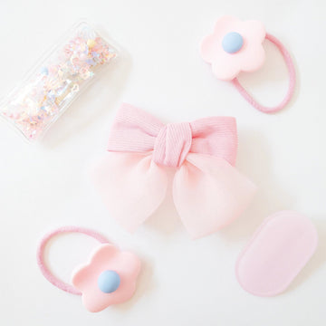 Shay Bow and Confetti 5 Piece Hair Clip Set - Pink