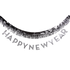 Silver fringed banner with 'HAPPY NEW YEAR' text and glitter accents.