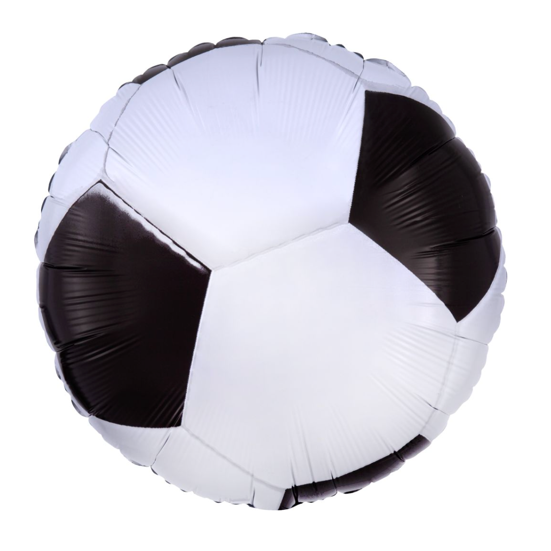 White and black soccer ball-shaped balloon on a white background