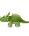Side view of a green triceratop dinosaur