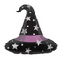 Black witch hat balloon with silver stars on a white background