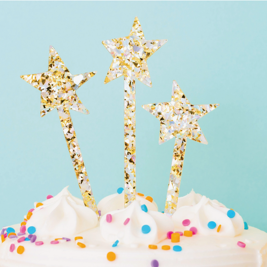 Stars Confetti Cake Toppers