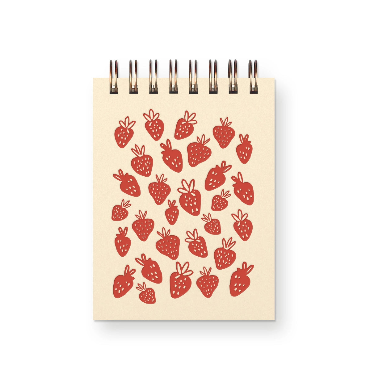 Notebook with red strawberry pattern on beige cover