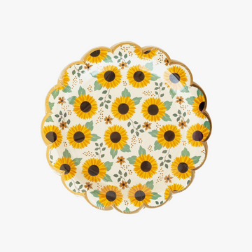 Sunflowers Scalloped Round Plates