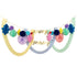 Colorful birthday banner with honeycombs and 'Happy Birthday' text on a white background
