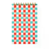 A spiral-bound task pad with a colorful checkerboard pattern in teal, coral, peach, and white, featuring gold metal spiral binding and gold foil text that reads 'TASK PAD'.