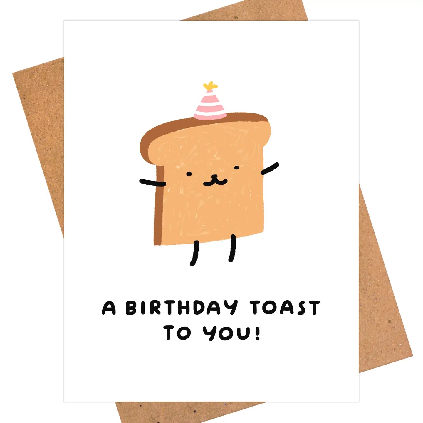 Birthday card with a cartoon toast character and 'A Birthday Toast to You!' text.