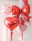 valentine's day balloon three piece set with bows and hearts