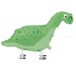 Green dinosaur-shaped balloon with springs legs on a white background