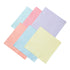 Six colorful paper napkins arranged in a fan-like pattern on a white background