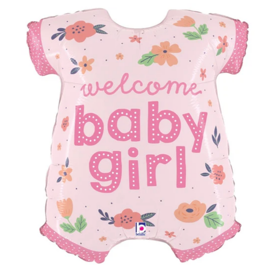 Welcome Baby Girl Floral Onesie Balloon